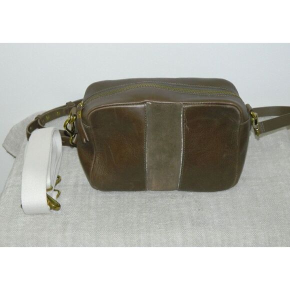 Madewell Purse Leather Suede Inset Crossbody Brown Transport Camera Bag 2 Straps - Picture 1 of 8